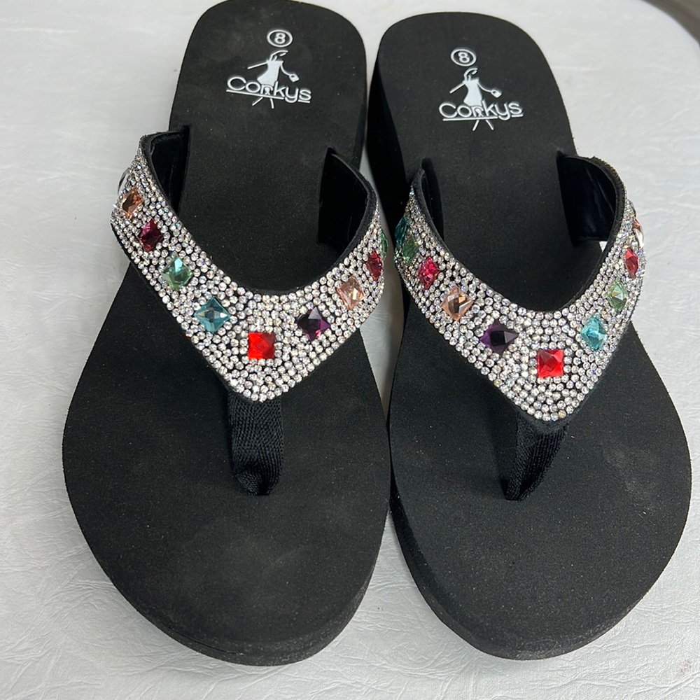 Corkys womens flip flop shoes size 8 .